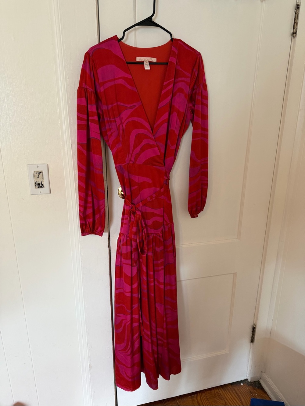 Hutch Red & Pink Printed Wrap Maxi Dress